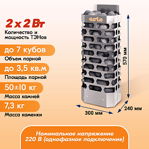 Электрическая каменка СТЭН ЭКМ 4 Octa gray 