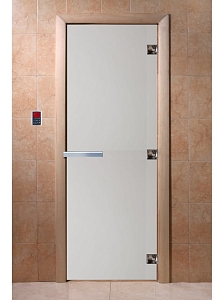 Дверь для сауны DoorWood (ДорВуд) "Сатин" 1900х700, 6мм, 2 петли, (коробка хвоя)