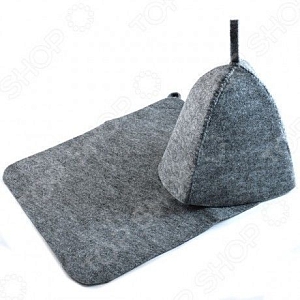 Набор для бани из 3-х пр. "Classic gray" Шапка, коврик, рукавичка. TM ”Бацькина баня"